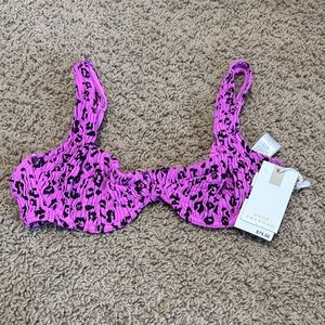 Good American Pink and Black bikini top XS NWT